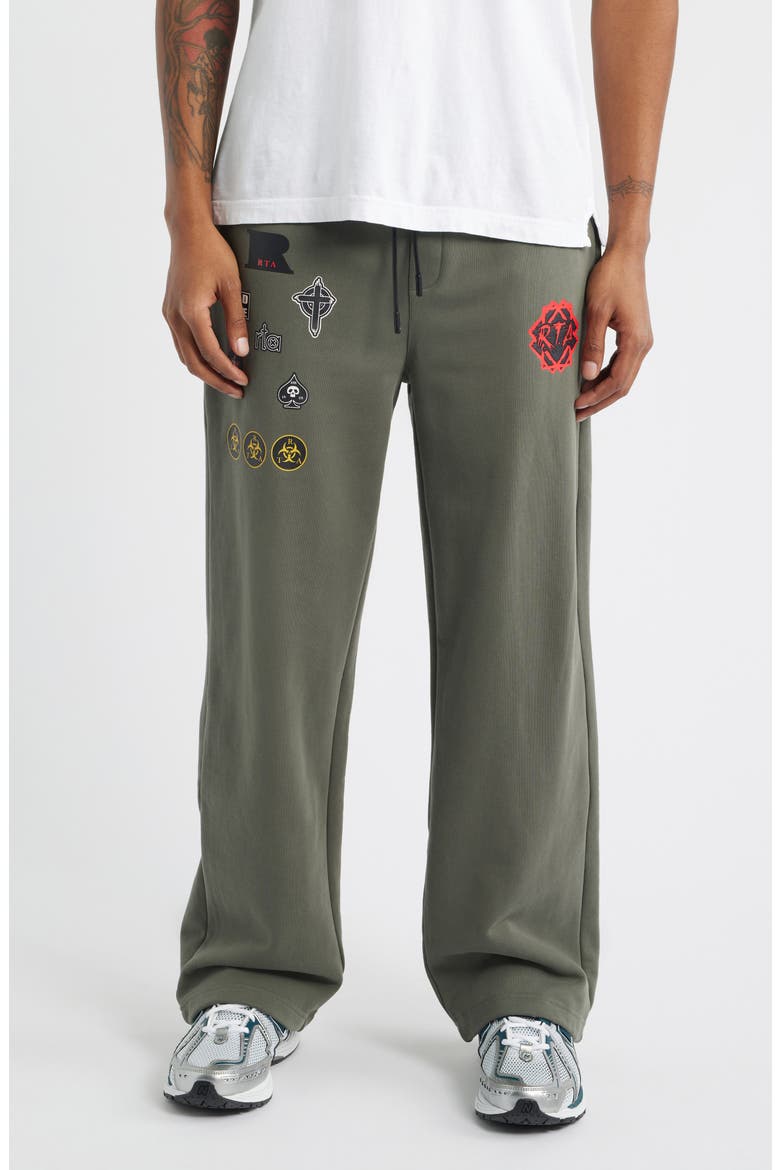 Cameron Military Graphic Straight Leg Sweatpants, Main, color, OLIVE MILITARY PATCH