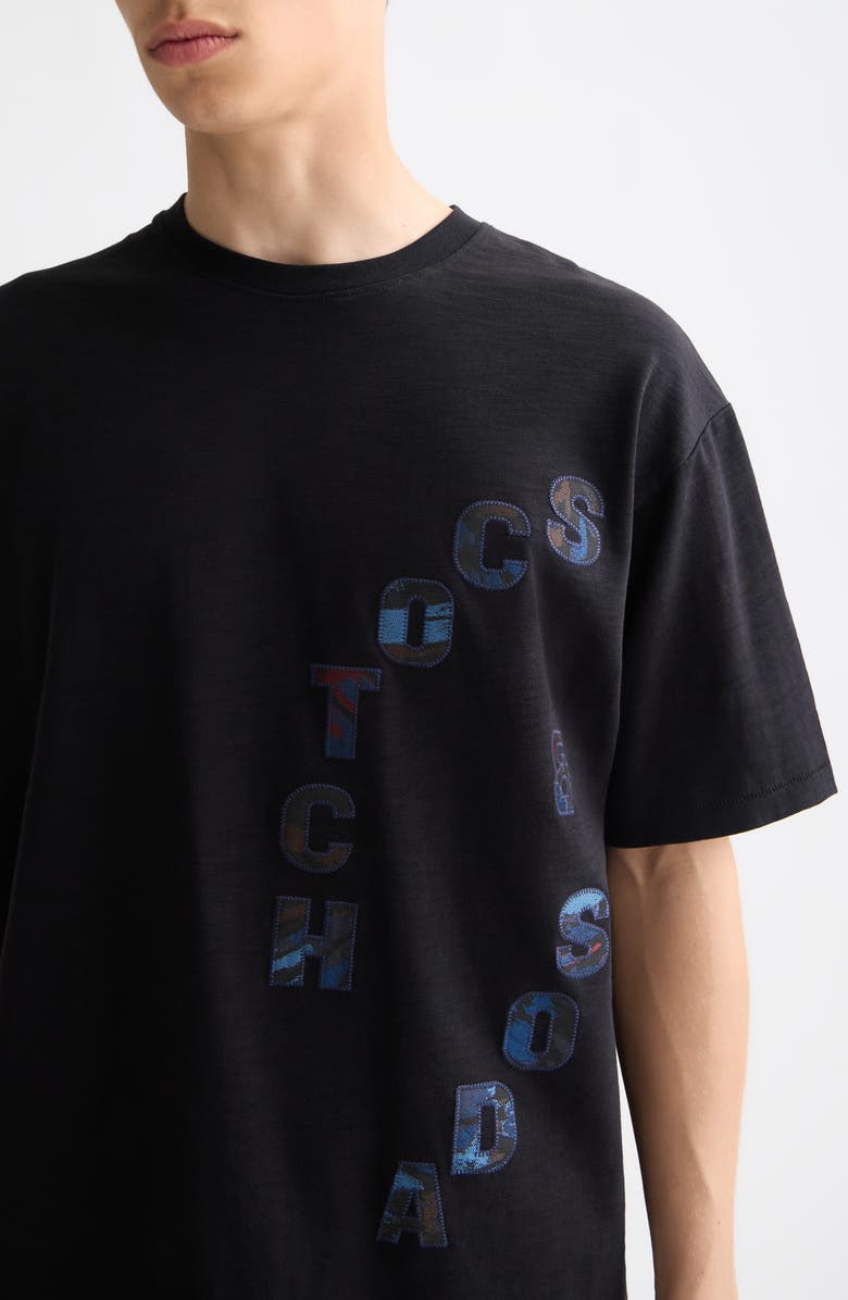 Scotch & Soda Loose Fit Logo Appliqué T-Shirt, Alternate, color, Meteorite