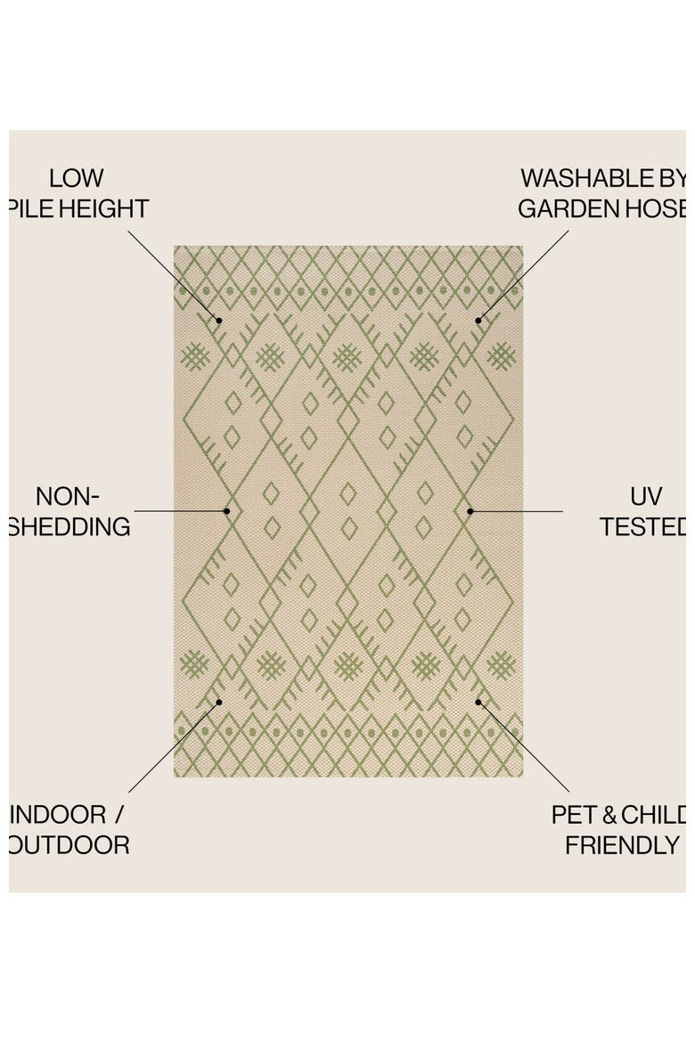 Boho Moroccan Indoor/Outdoor Area Rug, Alternate, color, Beige/Green