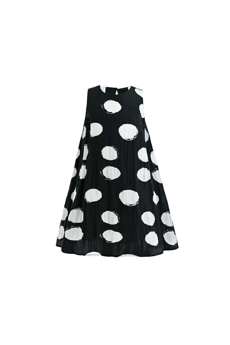 Polka Dot Sleeveless Dress, Main, color, Black
