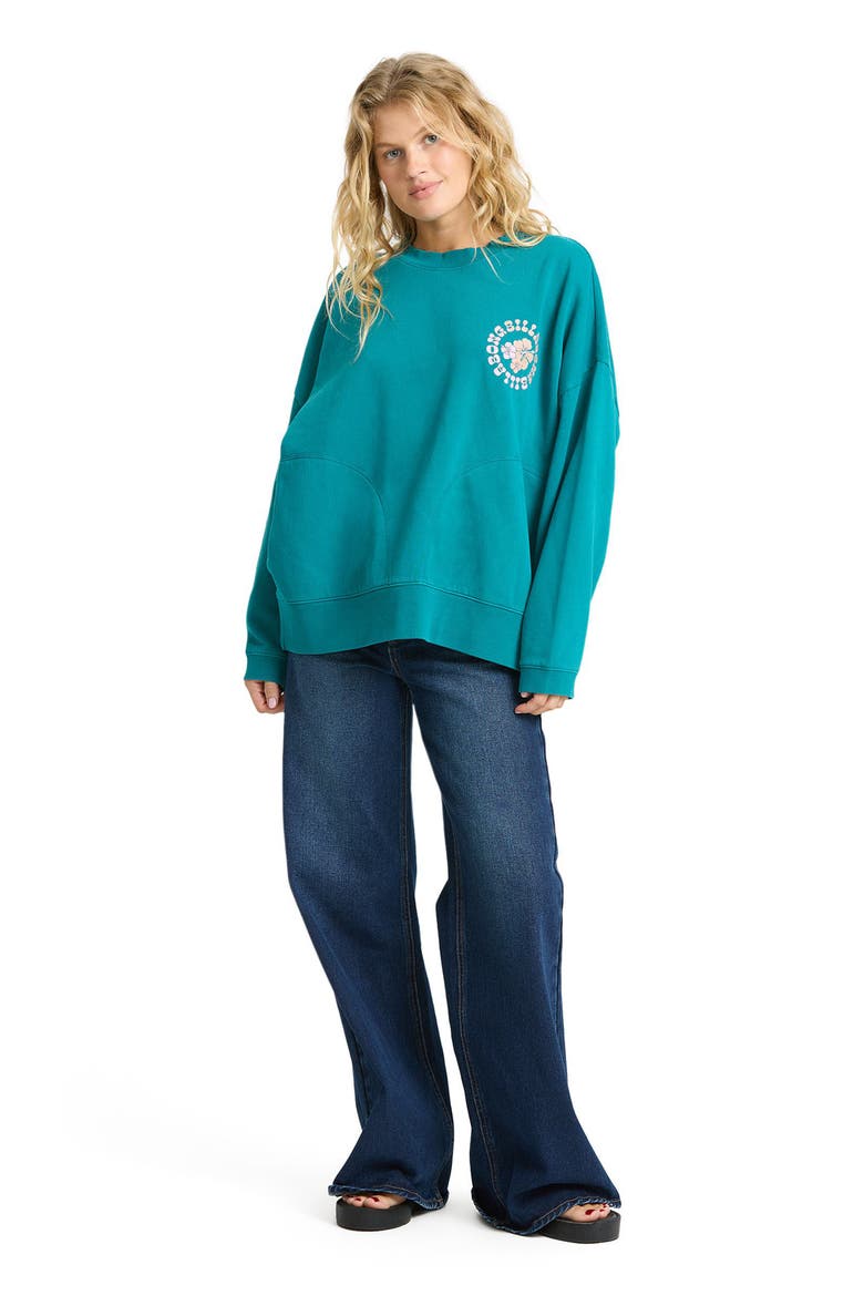 Pinky Keen Palm Graphic Sweatshirt, Alternate, color, DEEP LAGOON
