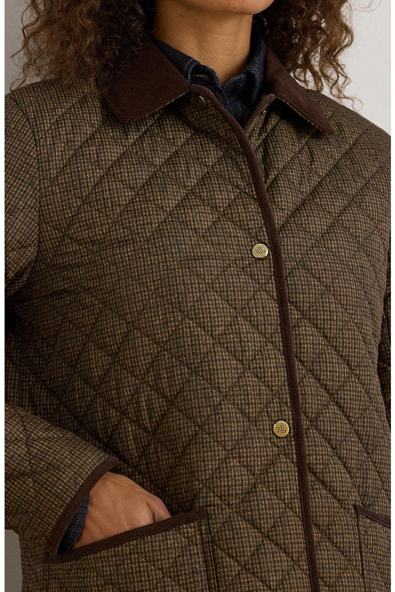 Quilted Print Jacket, Alternate, color, BROWN MINI CHECK