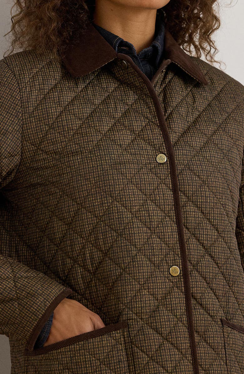 Lauren Ralph Lauren Quilted Print Jacket, Alternate, color, Brown Mini Check