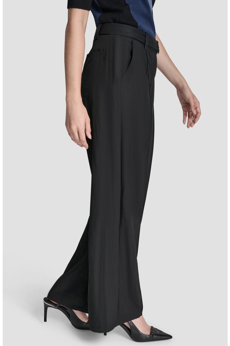 Belted Wide Leg Pants, Alternate, color, BLACK