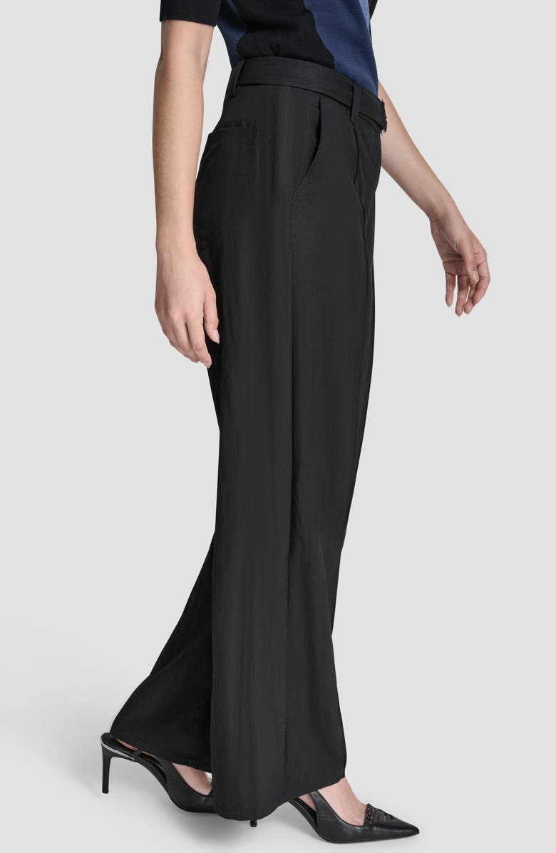 DKNY Belted Wide Leg Pants, Alternate, color, Black