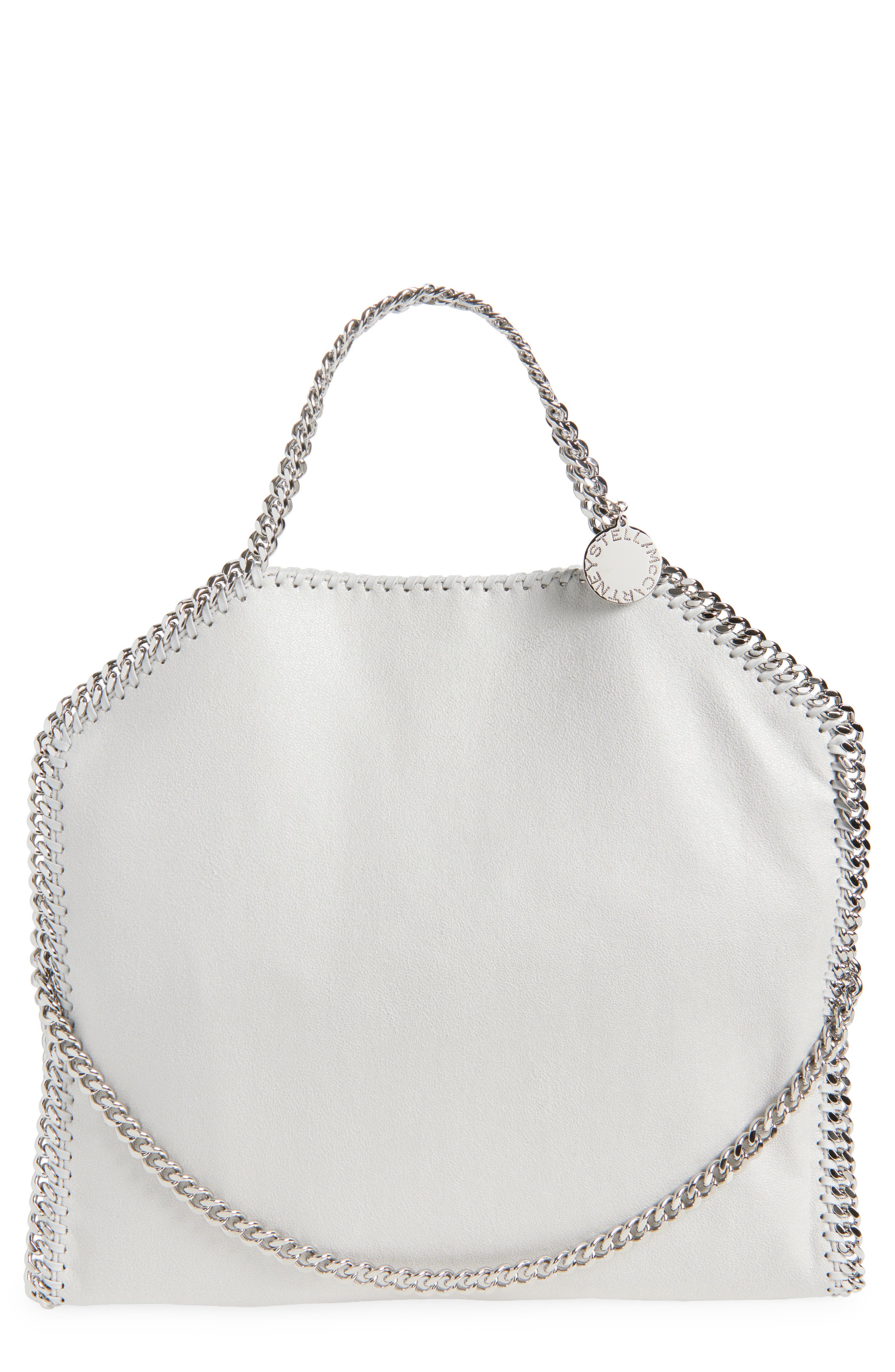 Stella McCartney Falabella Foldover Faux Leather Tote, Main, color, Pearl Grey
