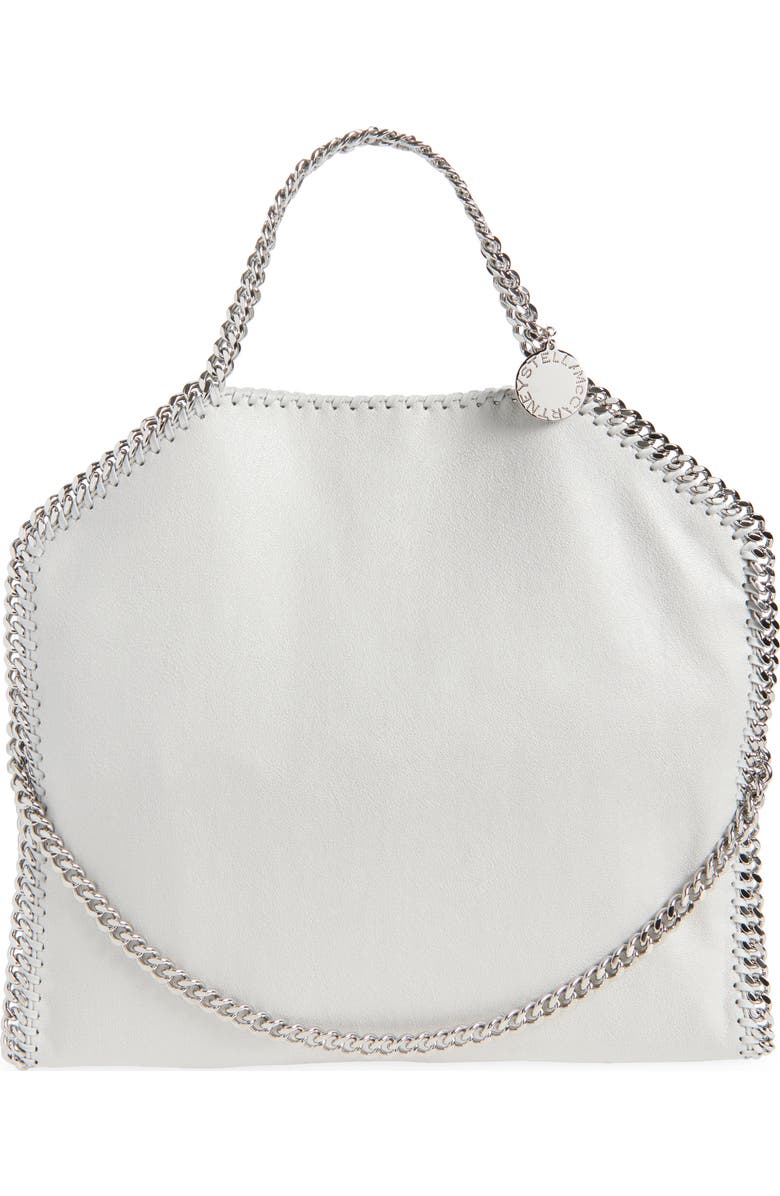 Stella McCartney Falabella Foldover Faux Leather Tote, Main, color, Pearl Grey