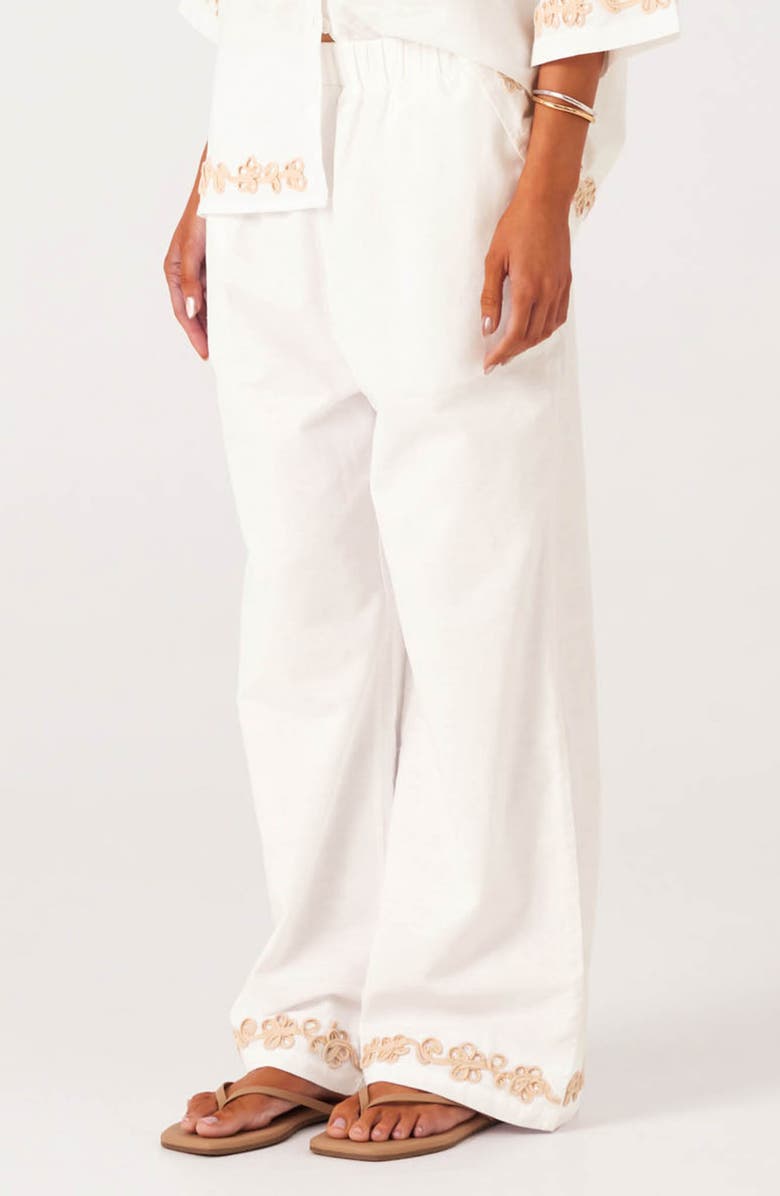 SNDYS Ines Soutache Trim Linen & Cotton Pants, Alternate, color, White
