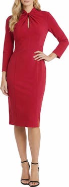 Maggy London Scuba Crepe Long Sleeve Sheath Dress
