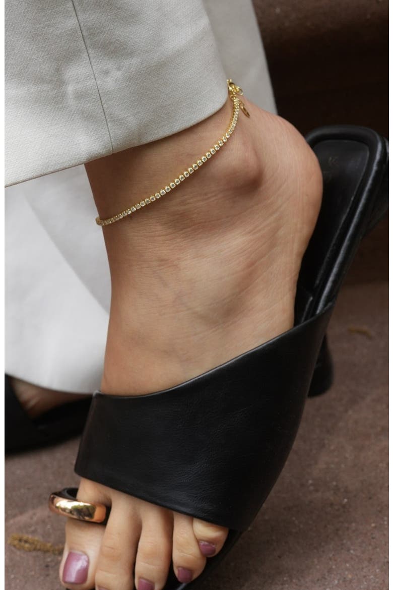 Cubic Zirconia Tennis Anklet, Alternate, color, GOLD