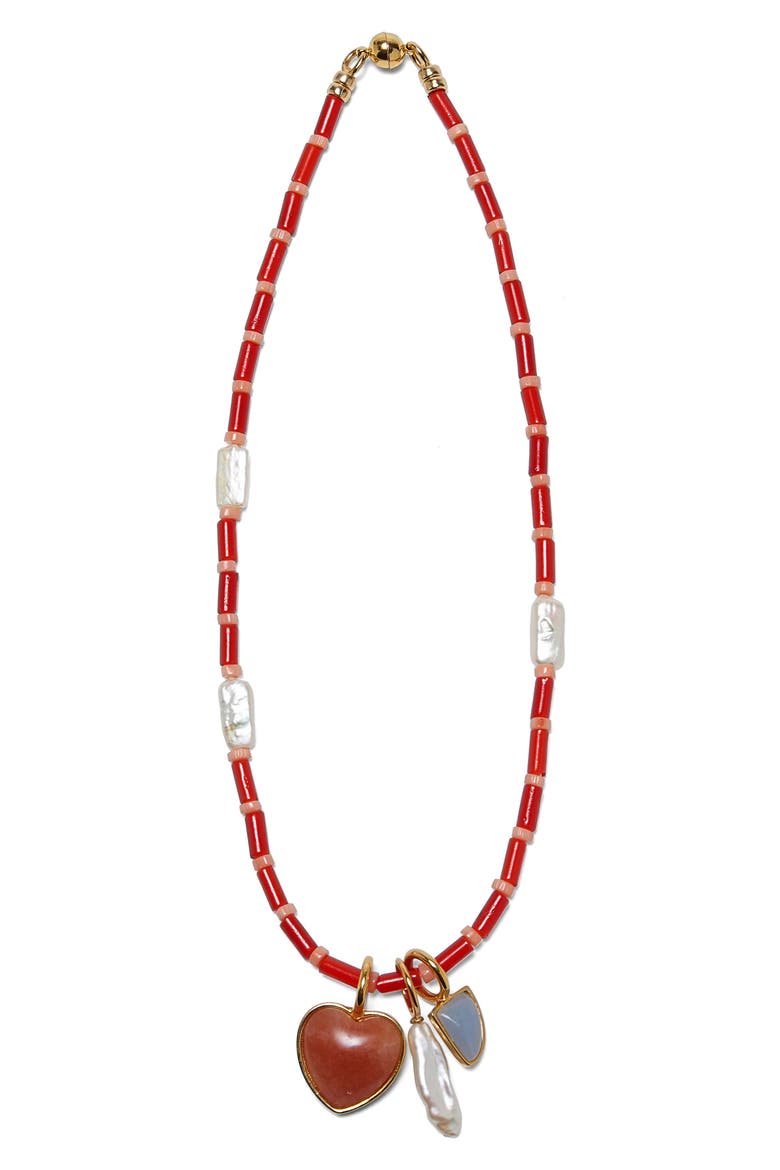 Catalina Charm Necklace, Main, color, RED