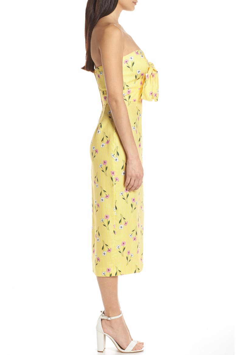 Limoncello Strapless Midi Dress, Alternate, color, YELLOW FLORAL
