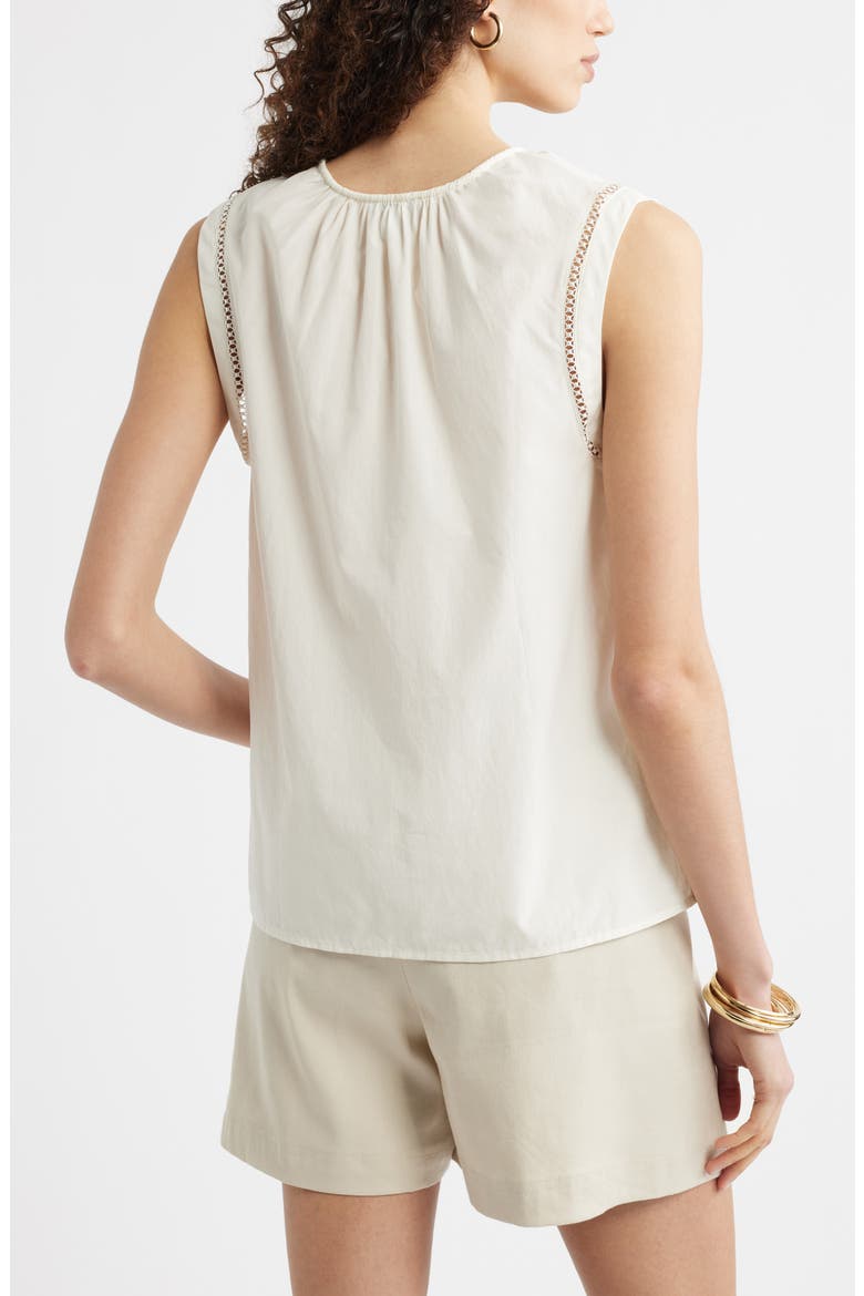 Lace Inset Tie Front Top, Alternate, color, IVORY TOFU