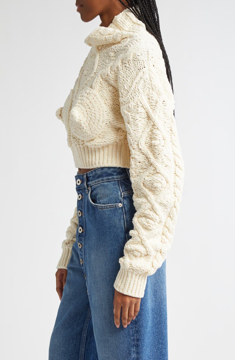 Jean Paul Gaultier Madone Cable Knit Crop Sweater, Alternate, color, 