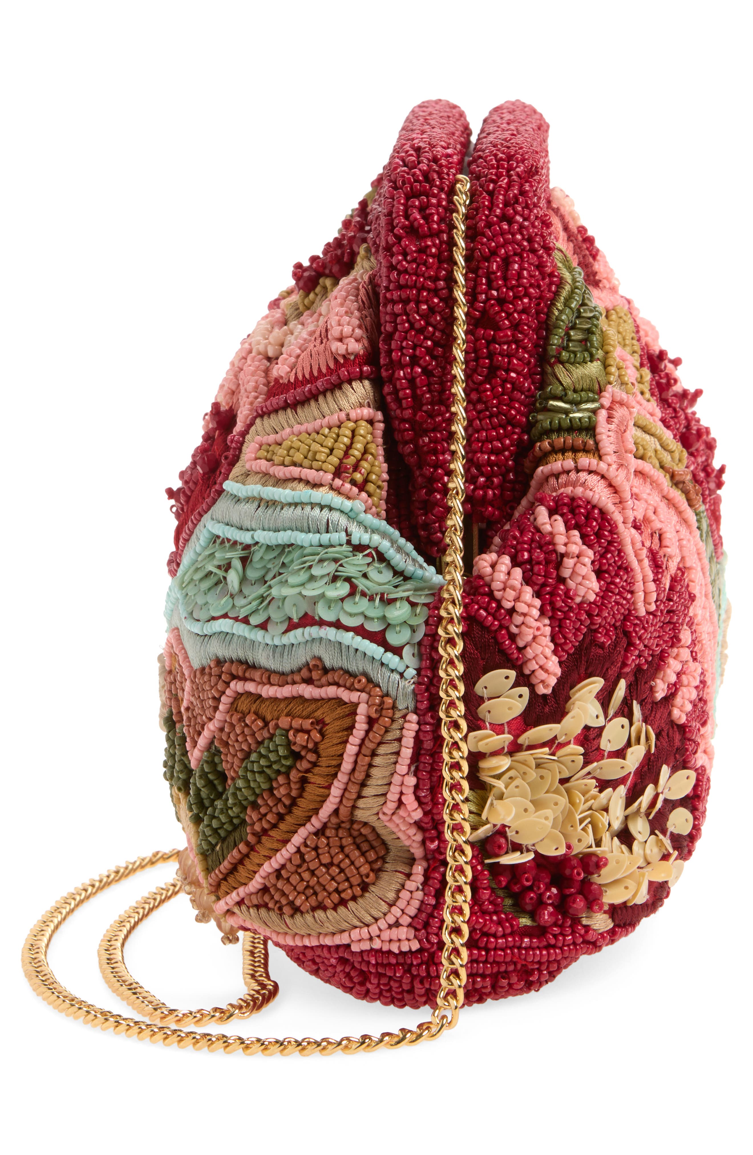 Tropic Beaded Clutch, Alternate, color, RED