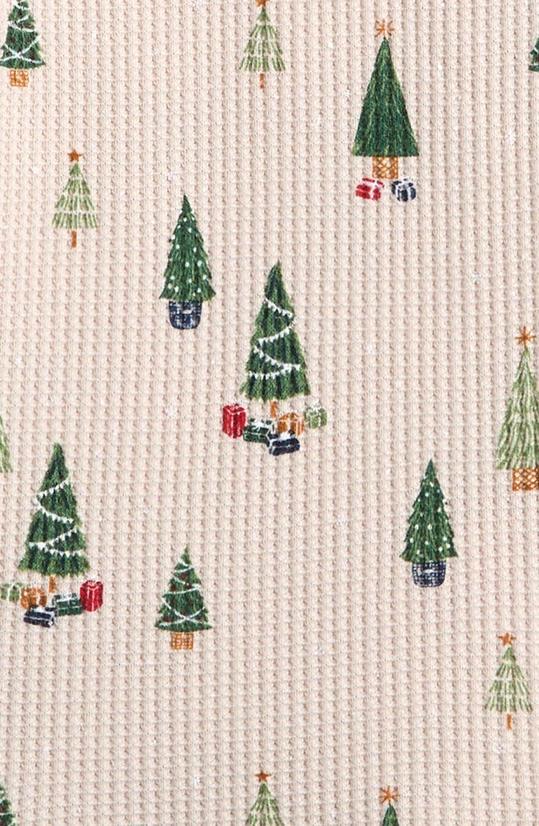 Petit Lem Kids' Christmas Tree Print Fitted Two-Piece Pajamas, Alternate, color, Beige