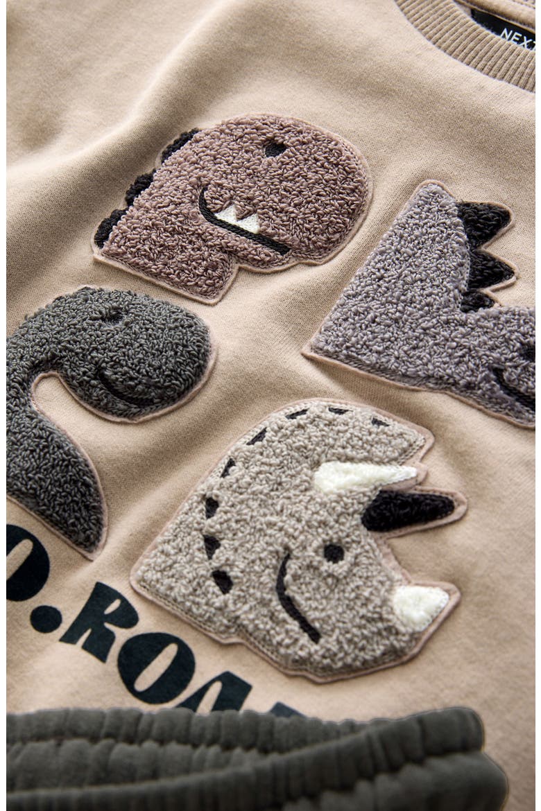 Kids' Colorblock Dinosaur Sweatshirt & Joggers Set, Alternate, color, GREY