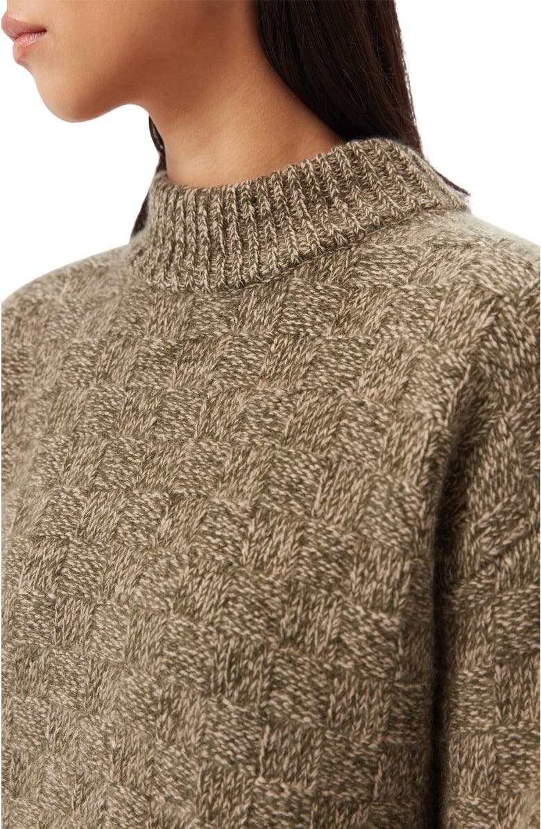 GOBI Mongolian Cashmere Basket-Weave Cashmere Sweater, Alternate, color, Capulet Olive