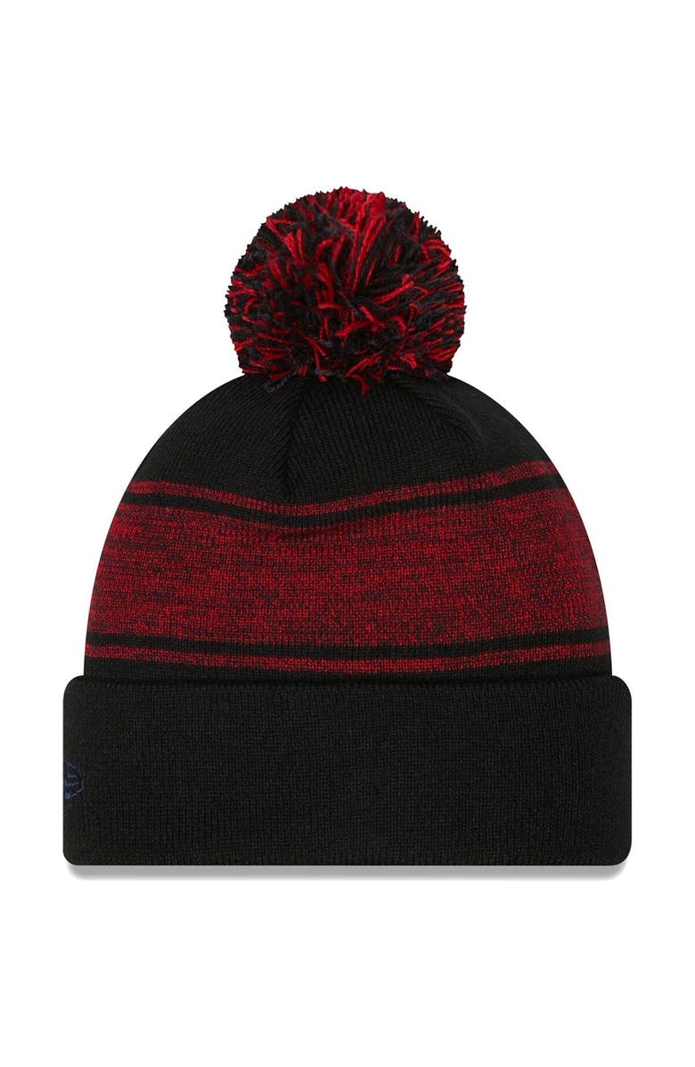 New Era Men's New Era Black Boston Red Sox Chilled Cuffed Knit Hat with Pom, Alternate, color, Black