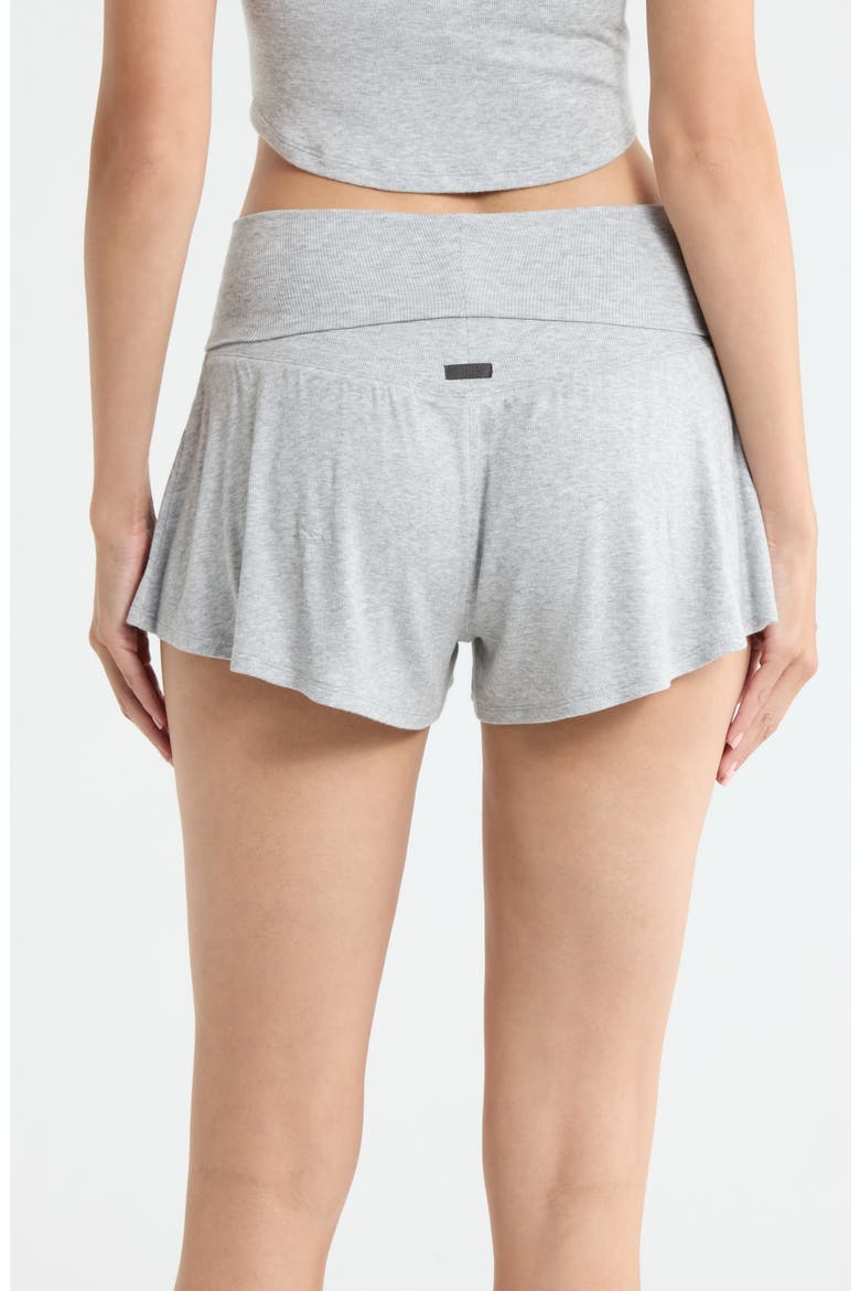 Rib Foldover Waist Pajama Shorts, Alternate, color, NAPPING DOVE HEATHER