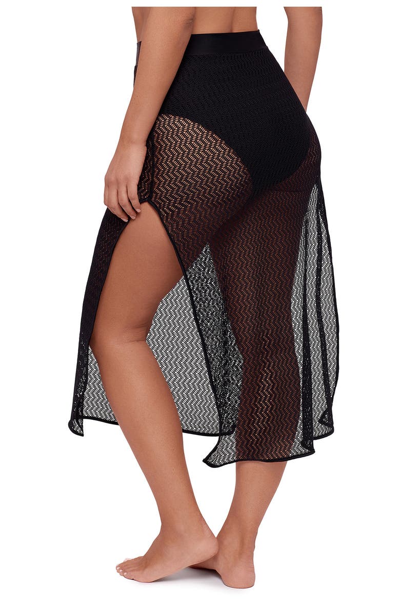 S3 Side Slit Crochet Coverup Skirt, Alternate, color, Onyx Black