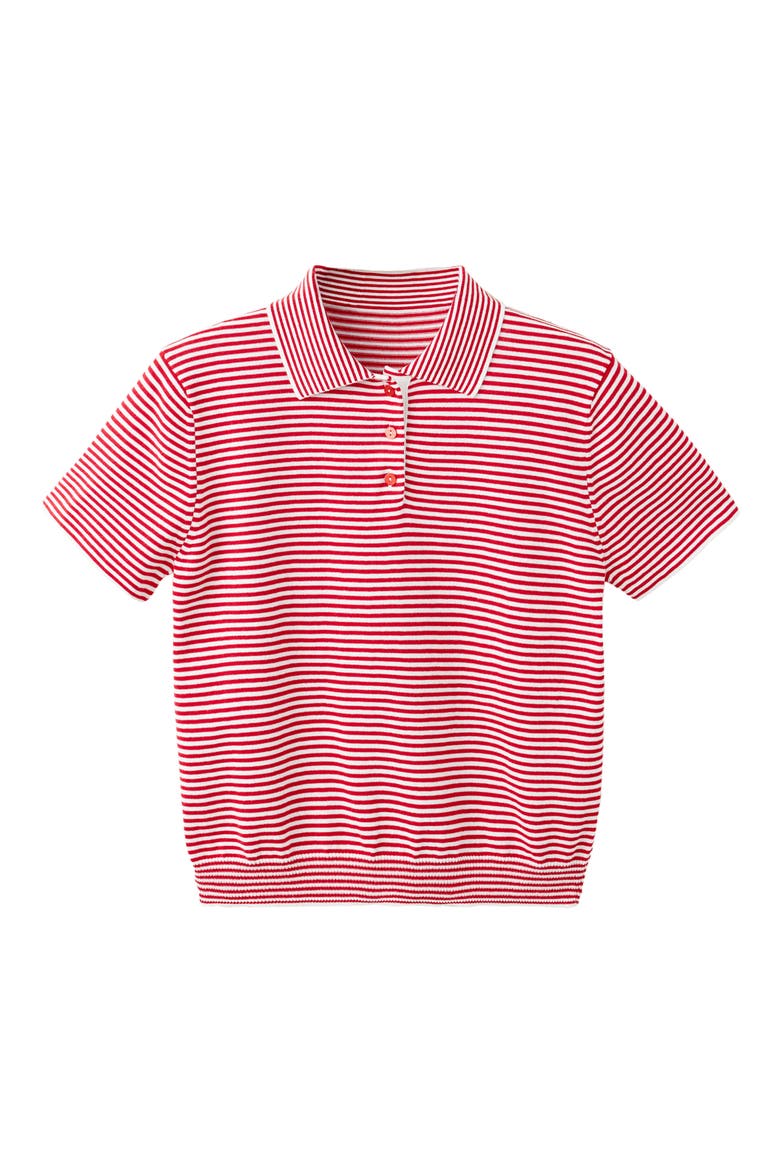 Stripe Polo Sweater, Alternate, color, RED
