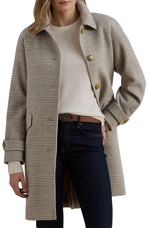 Ralph Lauren Lauren Plaid Longline Wool Blend Coat In Gray