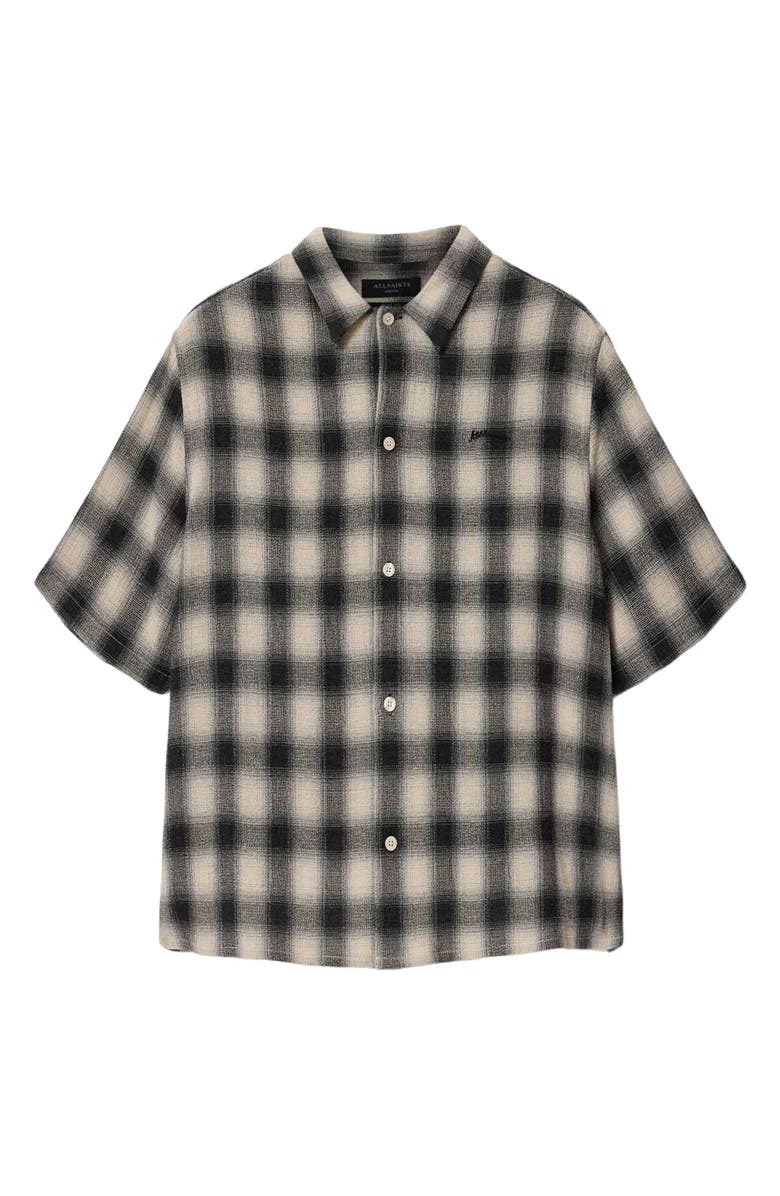 AllSaints Shadow Plaid Short Sleeve Button-Up Shirt, Alternate, color, Off White