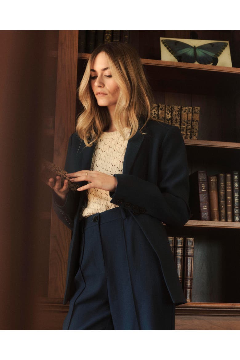 Willow Crepe Blazer, Alternate, color, Deep Teal