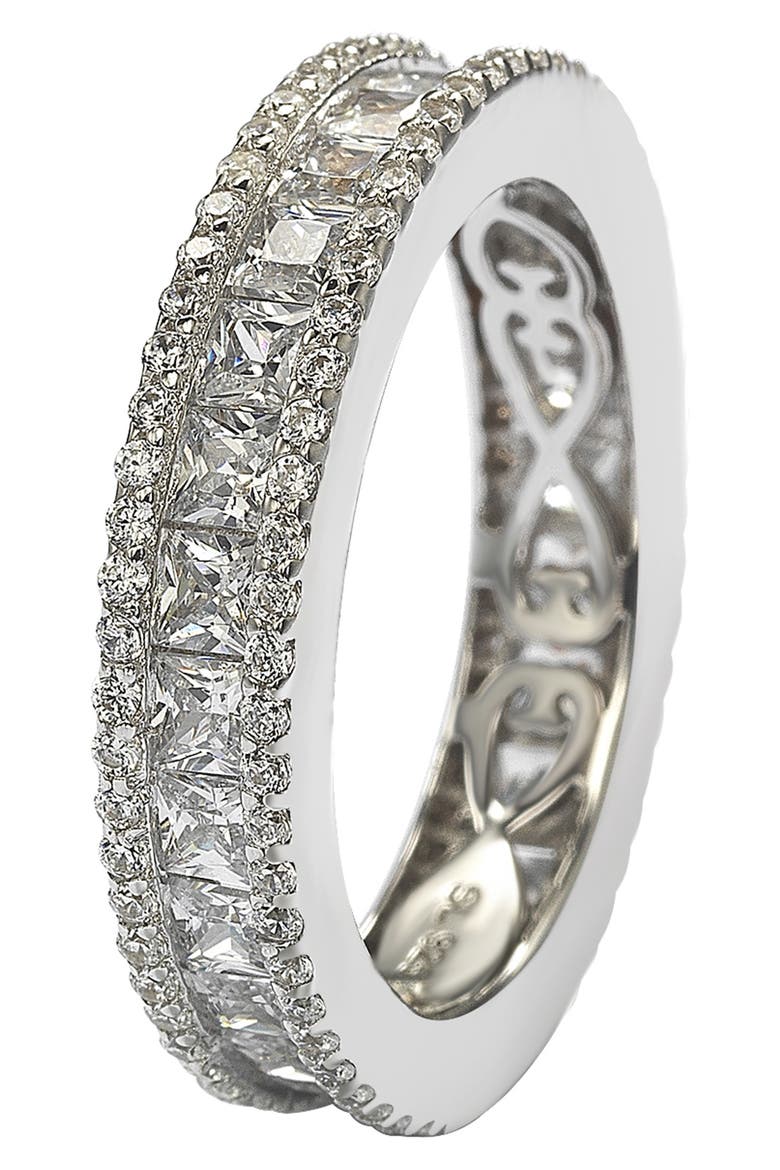 Square Cut CZ Eternity Band Ring, Alternate, color, WHITE
