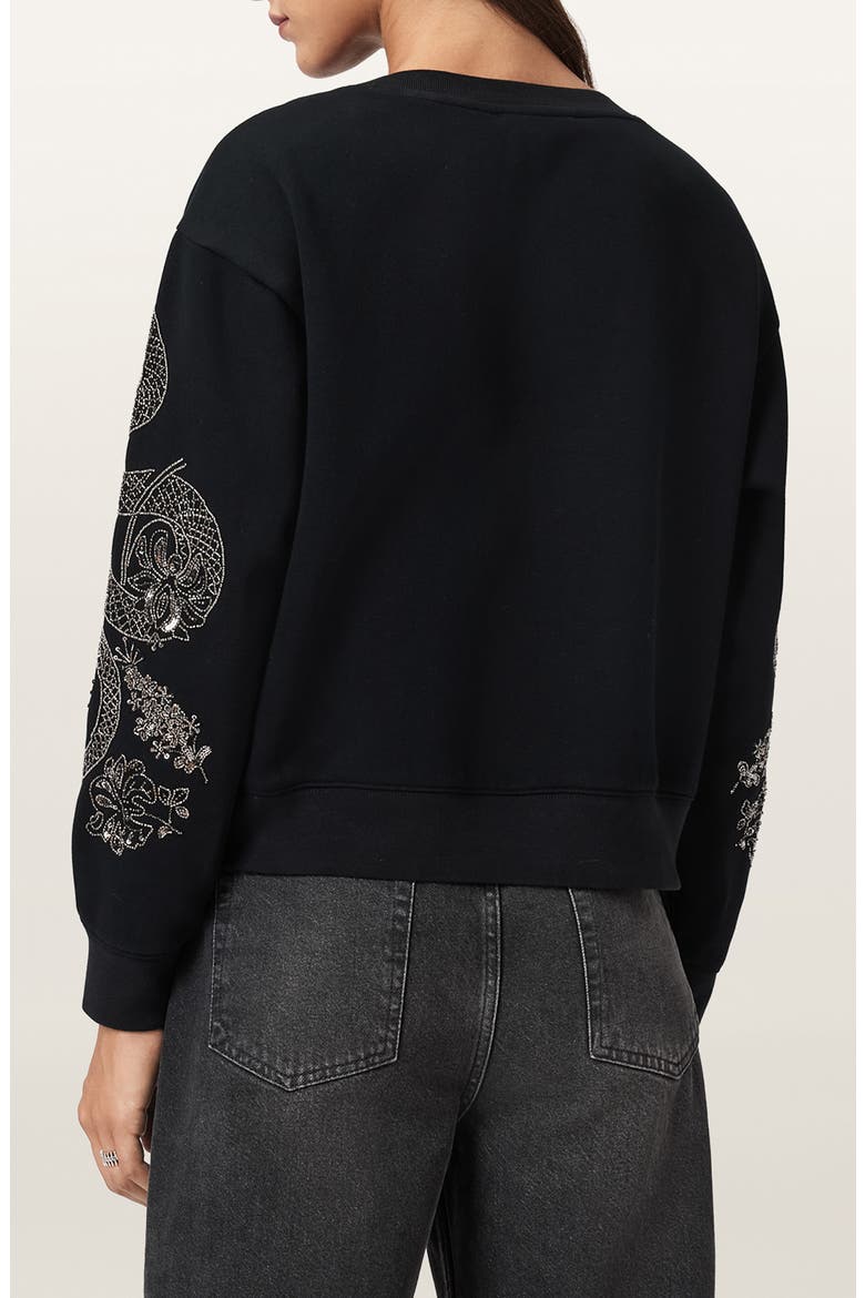 Cecile Pippa Embellished Sweatshirt, Alternate, color, BLACK