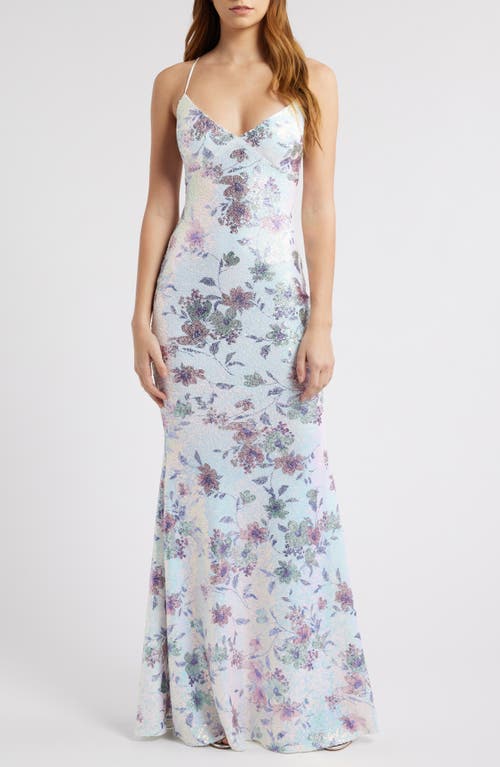 CITY STUDIO CITY STUDIO FLORAL PRINT SEQUIN DRESS