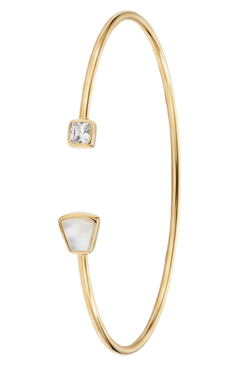 ARGENTO VIVO Mother-of-Pearl & Cubic Zirconia Cuff Bracelet, Alternate, color, Gold