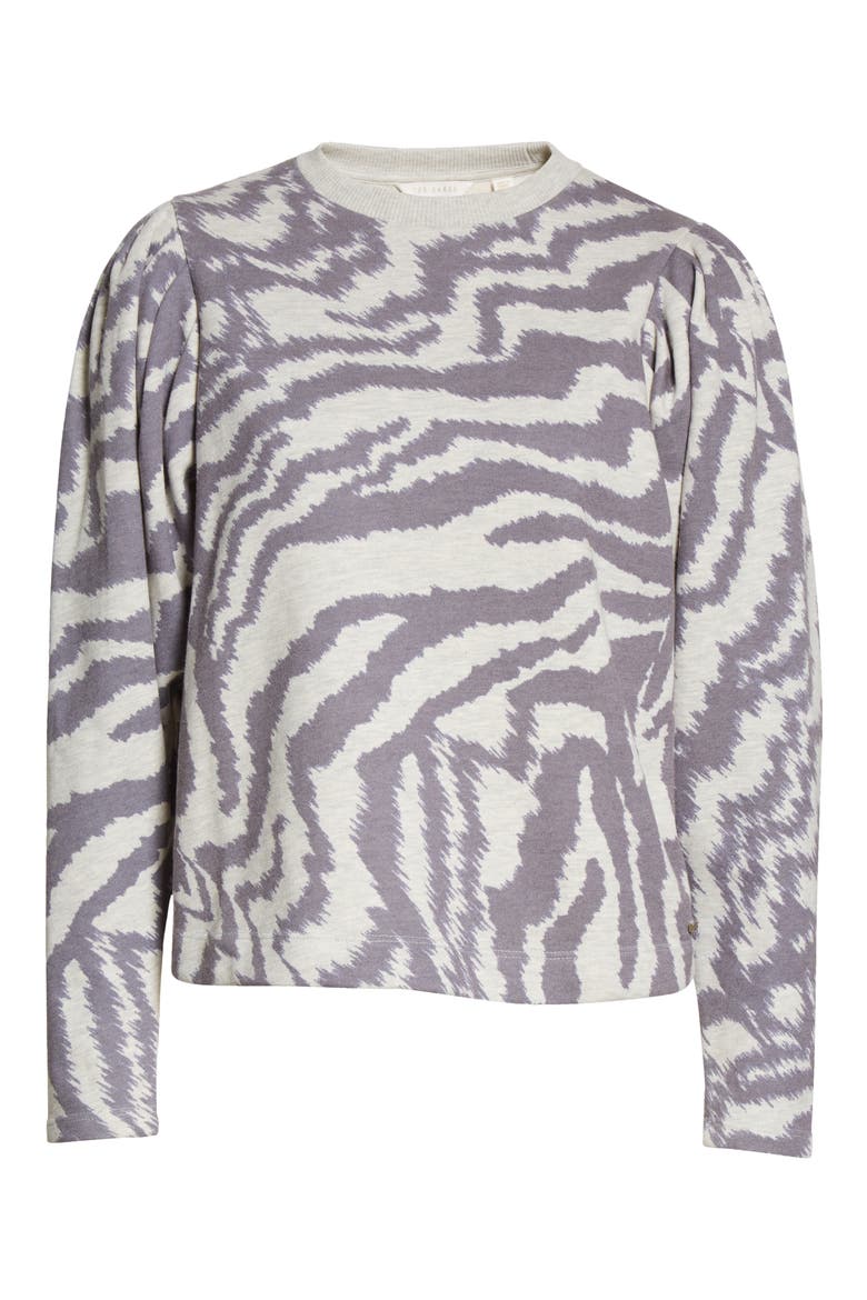 Satrice Zebra Stripe Cotton Blend Top, Alternate, color, NATURAL