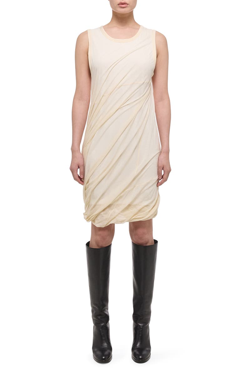 Helmut Lang Bubble Hem Cotton Dress, Main, color, Vanilla