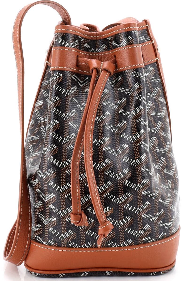 Pre-Owned Goyard Petit Flot Bucket Bag Coated Canvas PM, Main, color, Brown