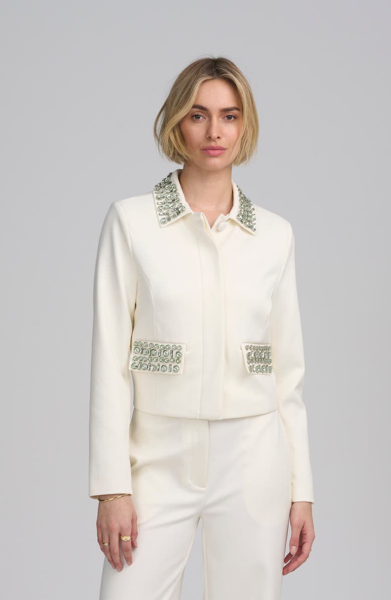 ELLE Collection Embellished Boxy Jacket, Main, color, Ivory