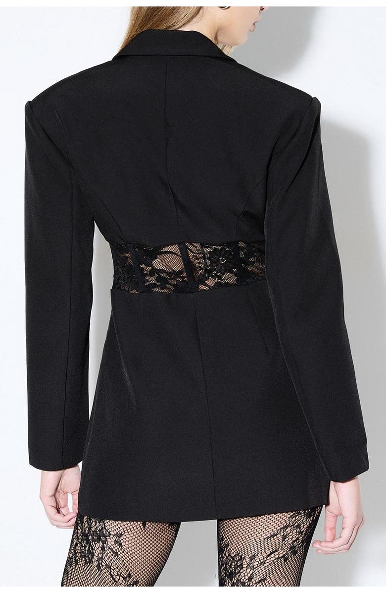 MissPap Lace Inserted Corset Blazer Dress, Alternate, color, Black