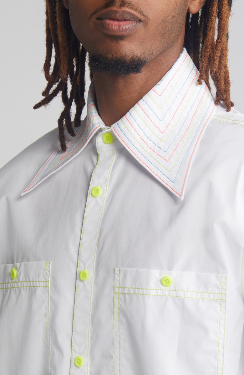 AGBOBLY Contrast Stitch Cotton Button-Up Shirt, Alternate, color, 