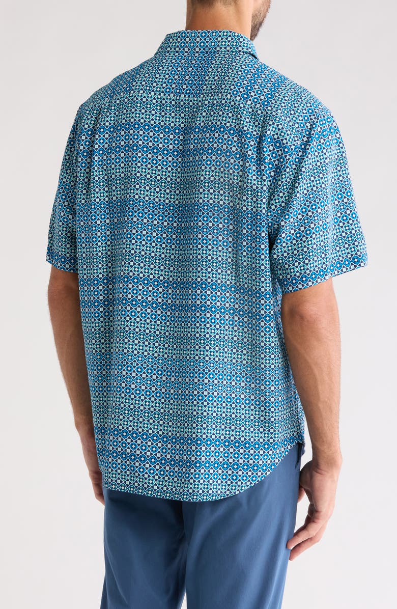 Tommy Bahama Bodega Dunes Tiles Short Sleeve Silk Button-Up Shirt, Alternate, color, 