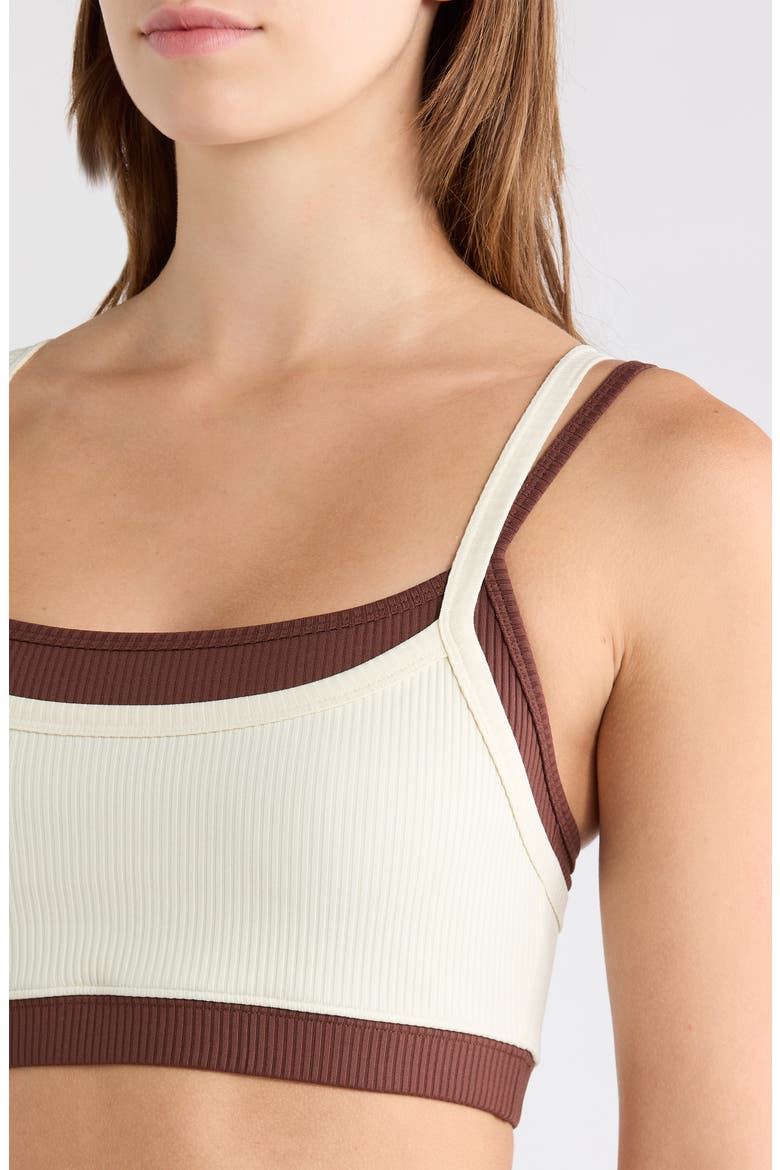 Layered Rib Sports Bra, Alternate, color, SHELL/ CHOCOLATE