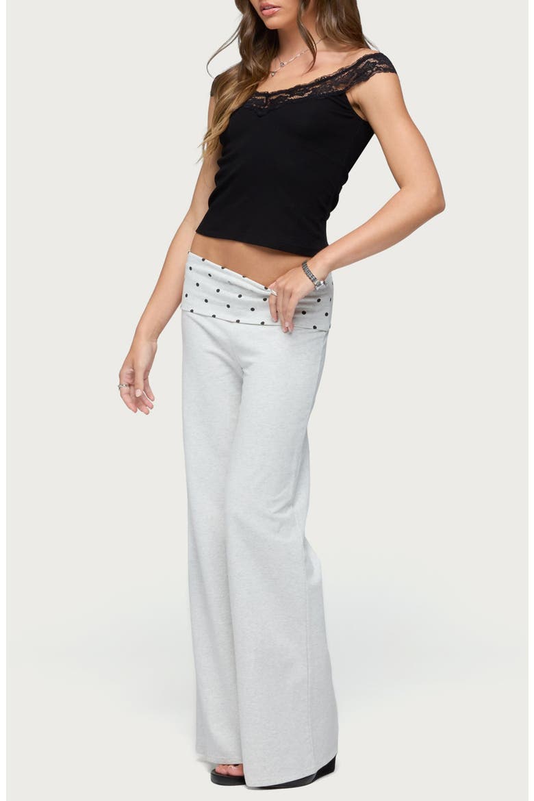 Freyah Lace Trim Off the Shoulder Crop Top, Alternate, color, BLACK