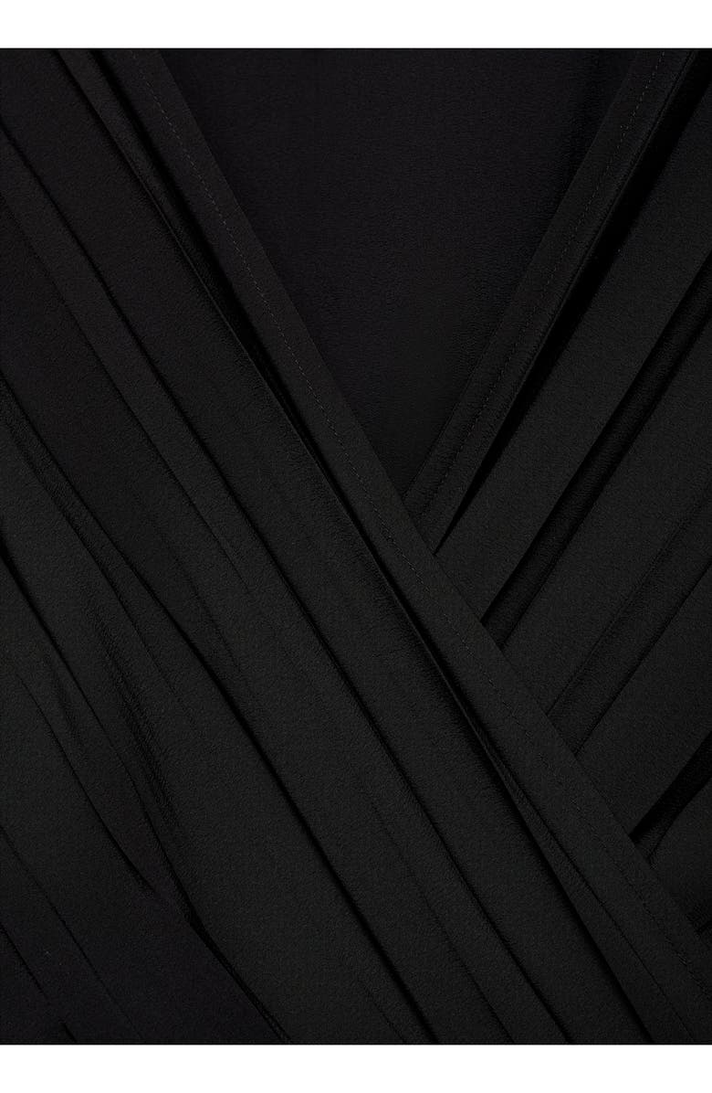 MANGO Pleated Faux Wrap Dress, Alternate, color, Black