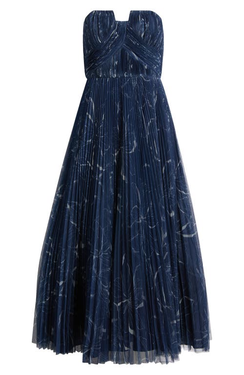 Hutch Plus Size Corene Floral Tulle Gown In Navy Floral
