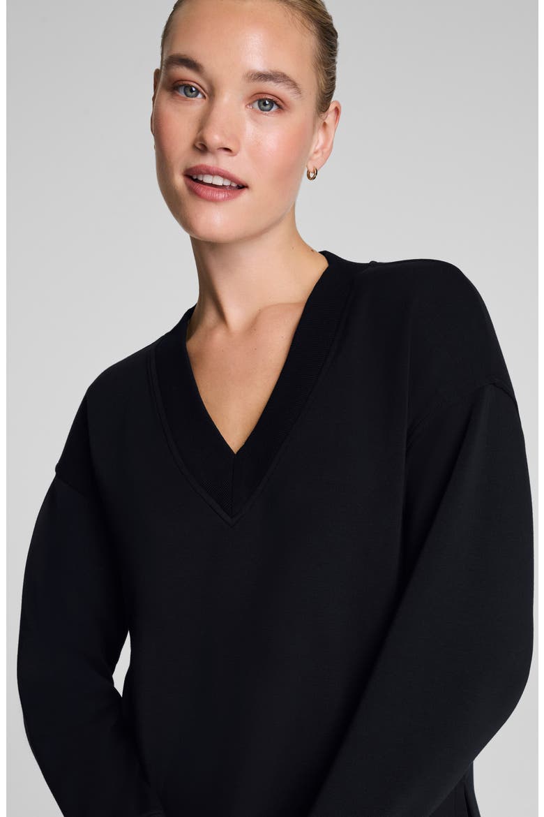 AirEssentials Brushed V-Neck Tunic, Alternate, color, VERY BLACK