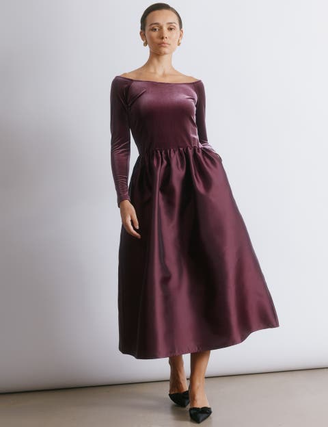 Velvet & Taffeta Bardot Dress