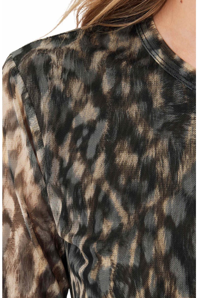 Ellie Floral Long Sleeve Mesh T-Shirt, Alternate, color, LEPPO BROWN