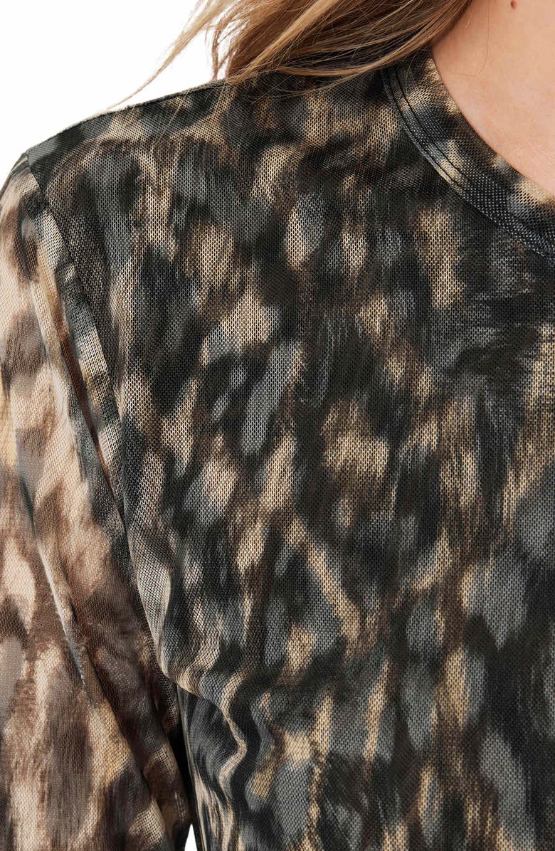 AllSaints Ellie Floral Long Sleeve Mesh T-Shirt, Alternate, color, Leppo Brown