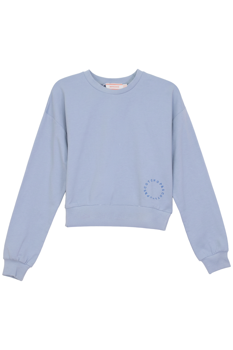 Artwork Long Sleeve Crop Top, Main, color, Ice Blue