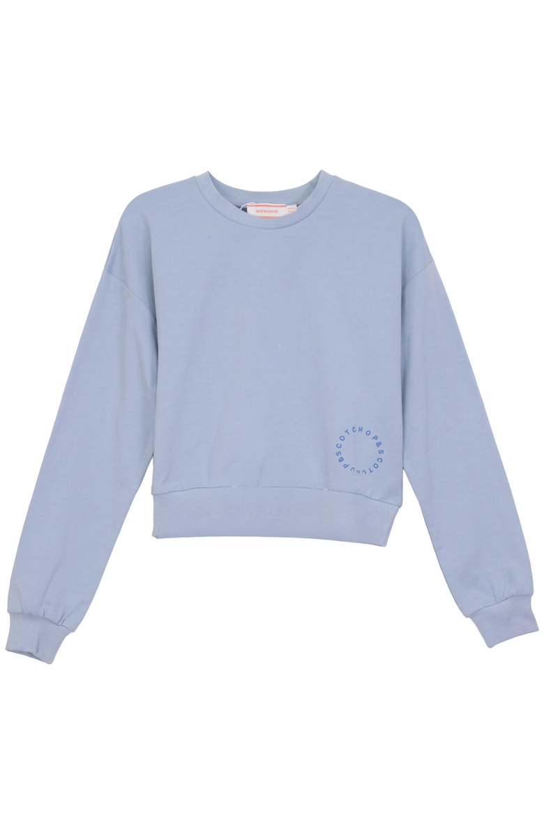 Hopscotch Artwork Long Sleeve Crop Top, Main, color, Ice Blue